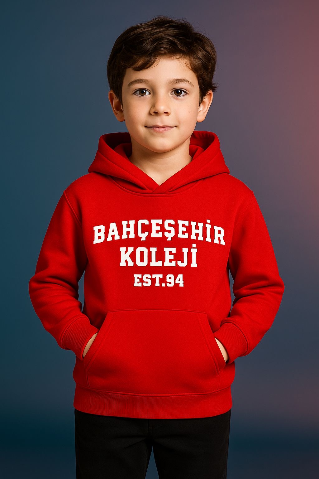 Kapşonlu Sweat Est94 Kırmızı **3 iplik**