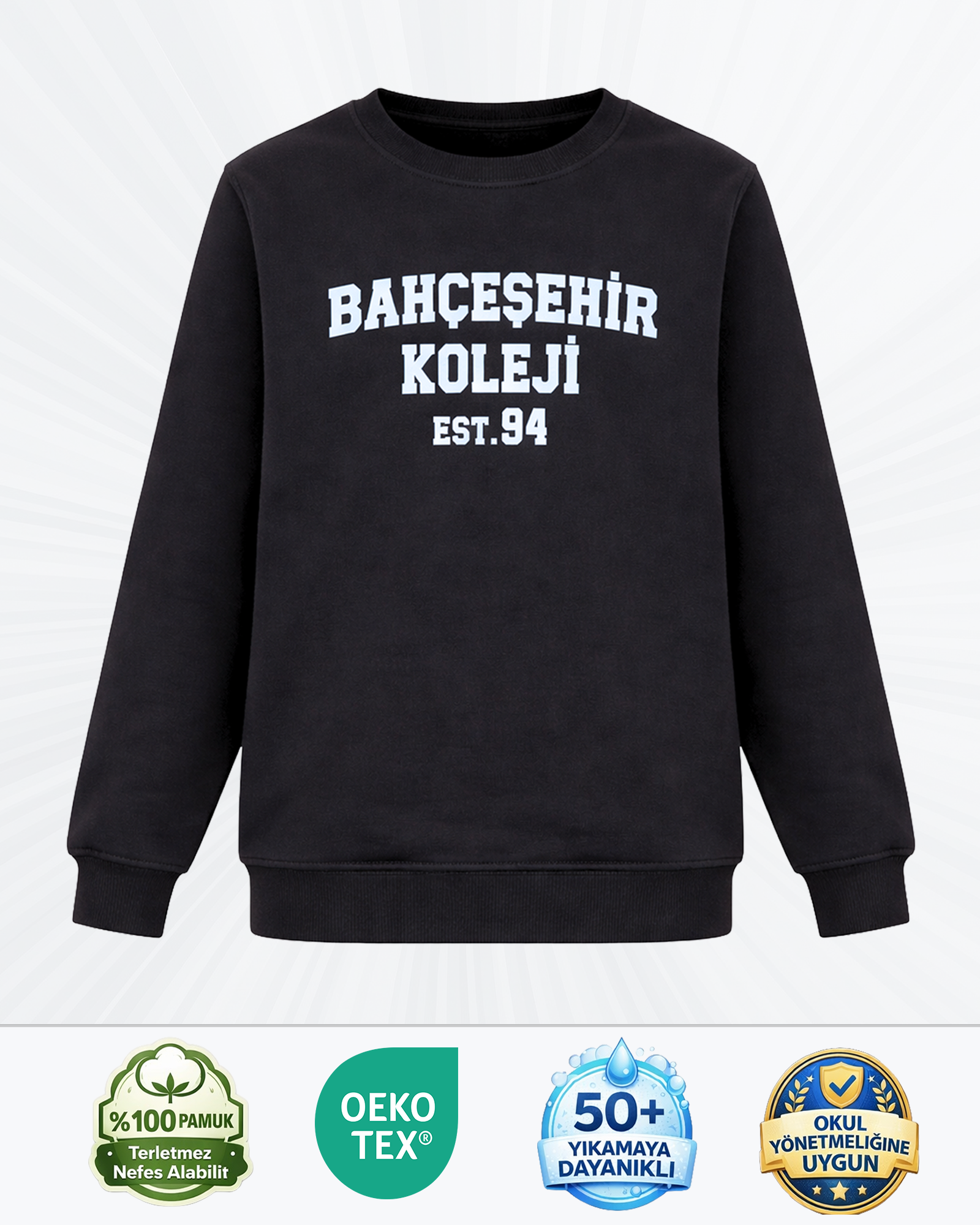 Bahçeşehir EST94 Siyah Sweatshirt (3 İplik)