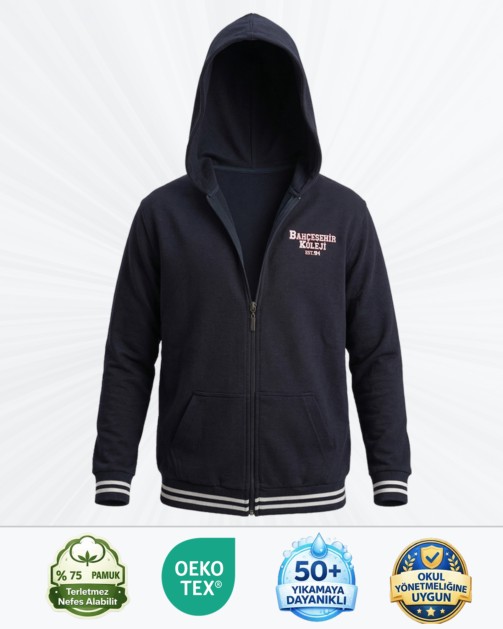 BK Campus Zip-Up (2 iplik dokuma)