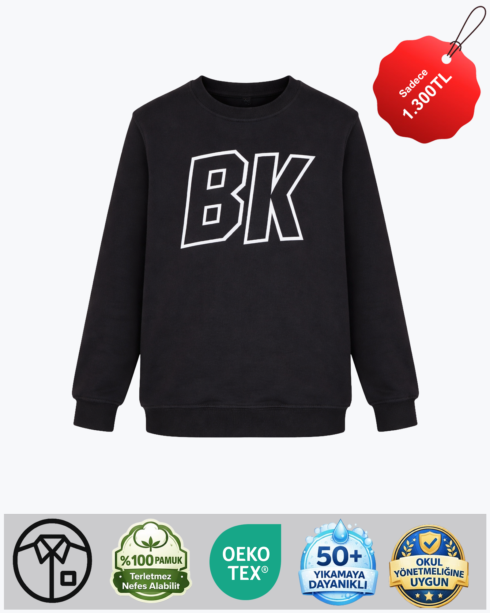 BK Siyah Sweatshirt (3 iplik)
