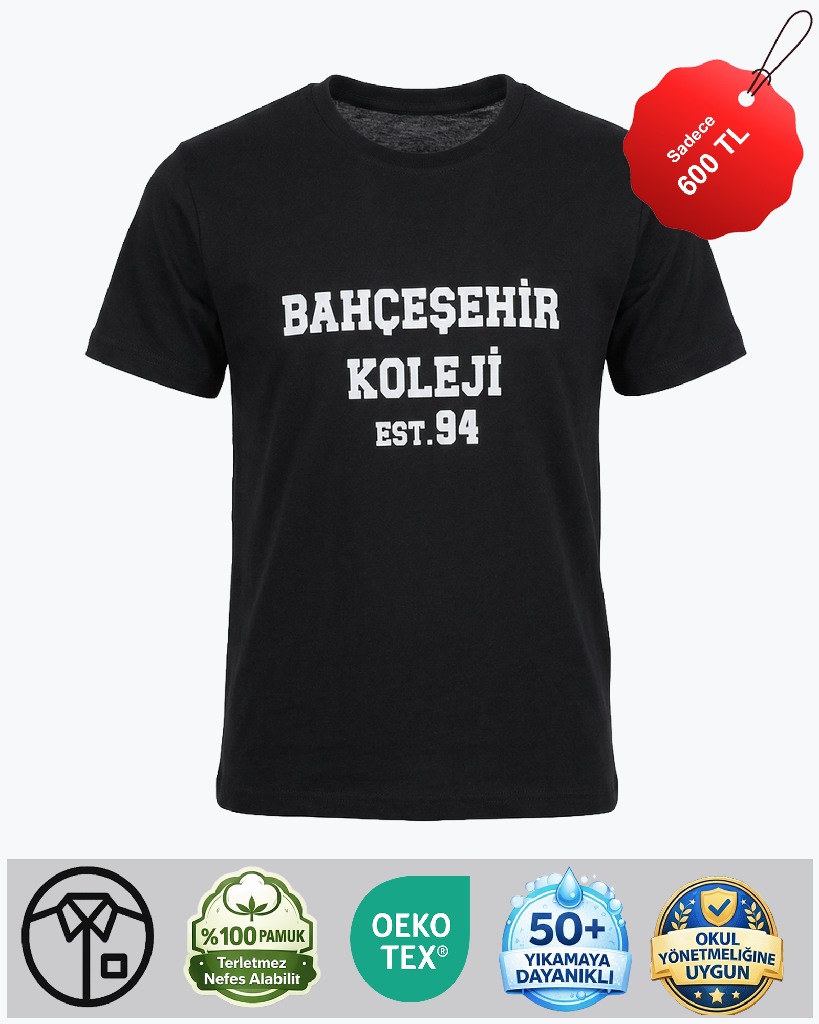 Bahçeşehir Koleji EST 94 Siyah Tişört