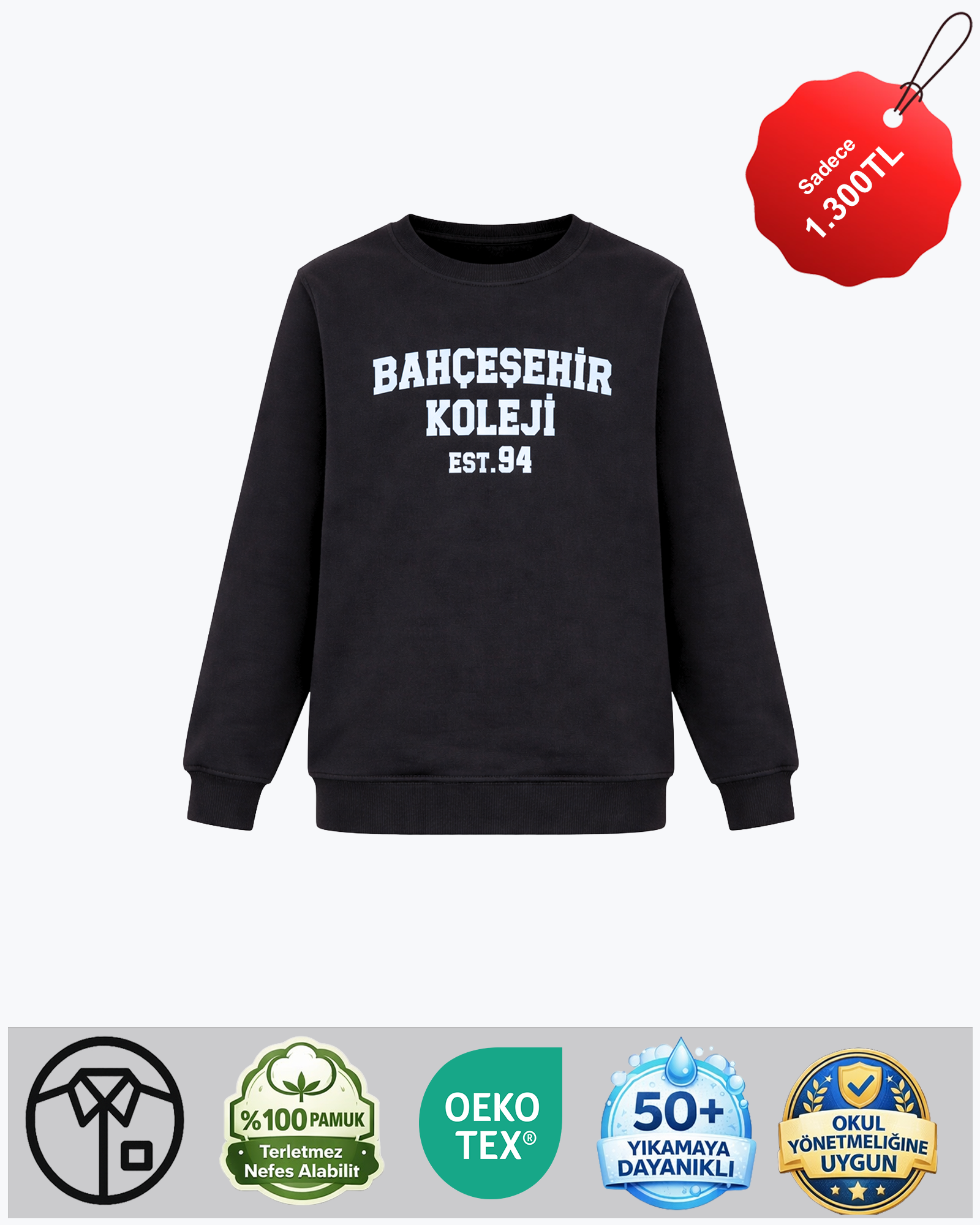 Bahçeşehir EST94 Siyah Sweatshirt (3 İplik)