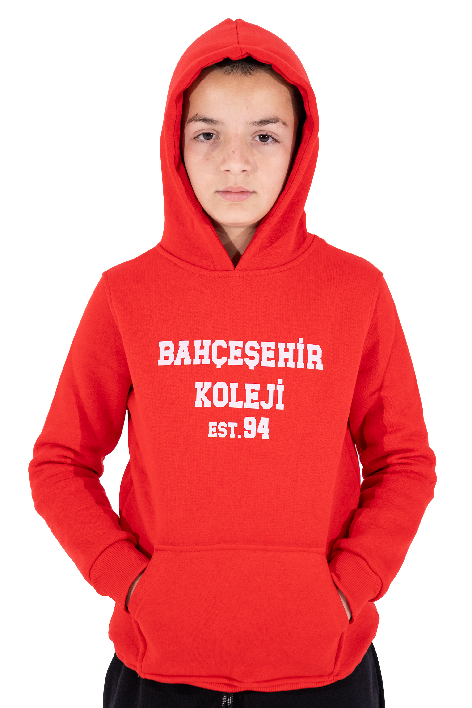 Bahçeşehir EST94 Kırmızı Kapşonlu Sweatshirt (Şardonlu)