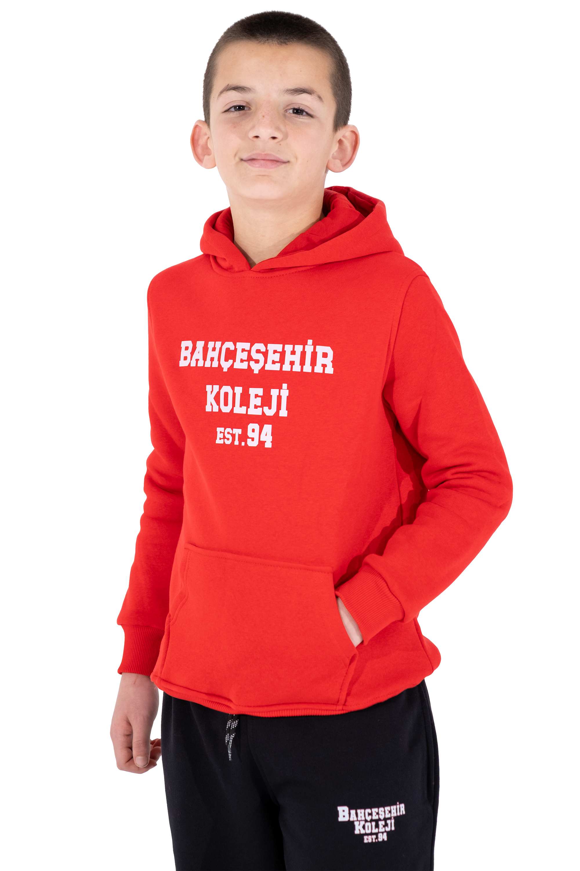 Bahçeşehir EST94 Kırmızı Kapşonlu Sweatshirt (Şardonlu)
